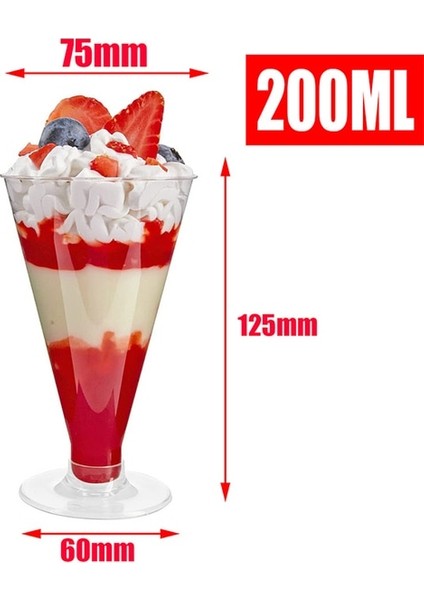 Stil 5 20 Adet 20 Adet Mousse Kek Kare Tatlı Masa Eğik Puding Jöle Tiramisu Kepeği Fincan Tek Kullanımlık Plastik Bardak (Yurt Dışından)