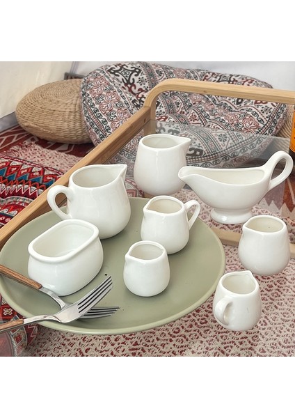 1 Adet Yaratıcı Saf Beyaz Seramik Kahve Küçük Süt Kupası Pot Pot Biftek Sos Kulplu Fincan Boyutu Şeker Kavanozu Süt Kaşığı Gaga Bardak (Yurt Dışından) modelleri