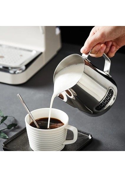 600 Ml-Siyah 350/600 ml Paslanmaz Çelik Süt Köpürtücü Sürahi Termometre Göstergesi ile Süt Sürahi Barista Kahve Latte Sanat Fincan Süt Sürahisi (Yurt Dışından) fırsatları