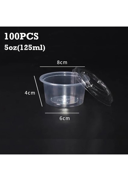 125ML 100 Adet Tek Kullanımlık Plastik Kapaklı Bardak Şeffaf Sos Kapları Jöle Yoğurt Çeşni Kabı Yuvarlak Mühürlü Kutu Mutfak Aksesuarları (Yurt Dışından) fiyatları