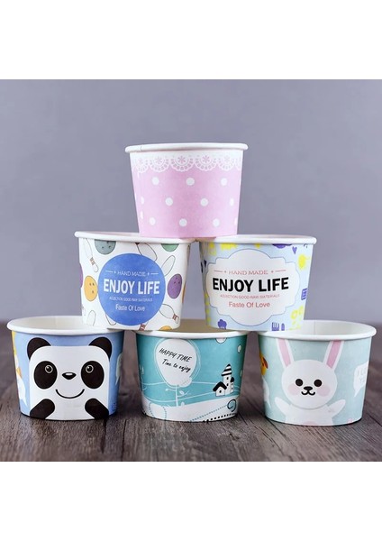 Sadece Cup4 7CM50PCS 50PCS Kağıt Bardaklar Doğum Günü Partisi Şekeri Tatlı Kapaklı Bardak Yüksek Kaliteli Karikatür Dondurma Kasesi 200ML Küçük Yuvarlak Tek Kullanımlık (Yurt Dışından)