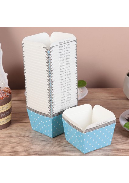 Mavi Nokta Kağıt Pişirme Gömlekleri Muffin Cupcake Bardak Fincan Kek Sarmalayıcılar Kare Vakalar Kek Mini Malzemeleri Sarıcı Astar Lale Çikolata (Yurt Dışından)