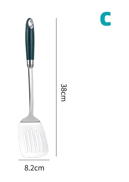 C Gümüş Paslanmaz Çelik Spatula Ev Anti-Haşlanma Kızartma Spatula Gıda Sınıfı Çorba Kaşığı Kevgir Yapışmaz Tava Mutfak Aletleri (Yurt Dışından)