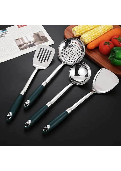 C Gümüş Paslanmaz Çelik Spatula Ev Anti-Haşlanma Kızartma Spatula Gıda Sınıfı Çorba Kaşığı Kevgir Yapışmaz Tava Mutfak Aletleri (Yurt Dışından) fırsatları