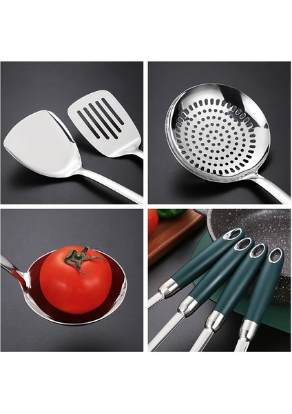 C Gümüş Paslanmaz Çelik Spatula Ev Anti-Haşlanma Kızartma Spatula Gıda Sınıfı Çorba Kaşığı Kevgir Yapışmaz Tava Mutfak Aletleri (Yurt Dışından) indirimleri