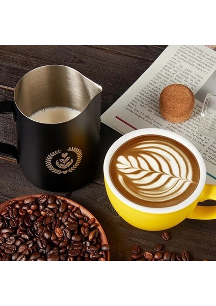 600 ml Altın A Kahve Sanat Fincan 304 Paslanmaz Çelik Şerit Mezun Kahve Süt Köpüğü Fincan Latte Vapur Mutfak Kahve Dükkanı Latte Aksesuarları (Yurt Dışından)