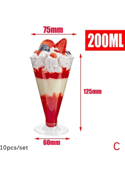 10 Adet-C 5/10 Adet Mini Tek Kullanımlık Plastik Bardaklar Tatlı Bardaklar Şeffaf Köpük Salata Jöle Yoğurt Pişirme Trapez Gıda Kabı Dondurma Fincan (Yurt Dışından)