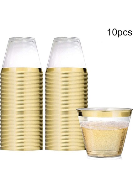 2.85X3.5X2.1 Inç 10 Adet Altın Plastik Bardak Tek Kullanımlık Su Bardağı Altın Tozu 90 Oz Meyve Suyu Fincanı Tatlı Bardağı Köpük Bardak Düğün Sofra Dekorasyon (Yurt Dışından) fiyatları