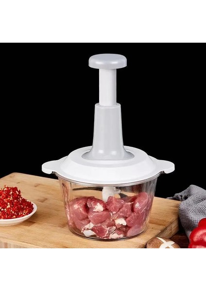 Açık Gri 2000 ml Mutfak Manuel Sebze Doğrayıcı Sarımsak Ezici Kıyma Makinesi Mini Gıda Parçalayıcı Sebze Kırıcı El Basınçlı Kıyma Makinesi (Yurt Dışından) fiyatları