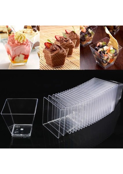 Altın Tozu 60 ml Tek Kullanımlık Mus Bardaklar Şeffaf Altın Tozu Muslar Tatlı Mezeler Bardak Kaşık Kapakları Düğün Parti Gıda Tutucu (Yurt Dışından) fırsatları