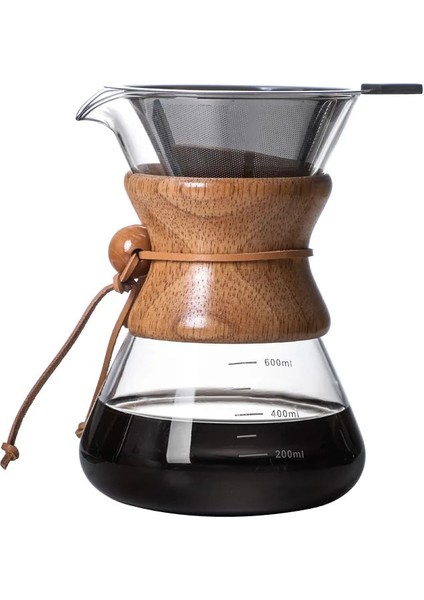 800ML Pot Filtre Ev Cam Cezve 400/600/800ML Üstün Bambu Dekor Manuel Kahve Demleme Potu (Yurt Dışından) fırsatları