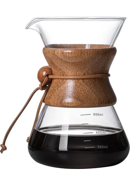 800ML Pot Filtre Ev Cam Cezve 400/600/800ML Üstün Bambu Dekor Manuel Kahve Demleme Potu (Yurt Dışından) indirimleri