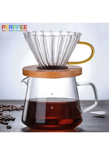 V02 Filtre Kağıdı Kahve Sunucusu Cam Demlenmiş Kahve Paylaşım Potu Kahve Damlatıcı Cezve Üzerine Dökün 300ML 400ML 600ML Barista Kahve Seti (Yurt Dışından) fiyatları