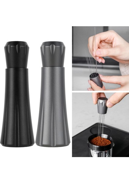 Siyah Espresso Kahve Karıştırıcı Standı Alüminyum Alaşımlı Kahve Dağıtıcı Aracı Paslanmaz Çelik Iğneler Kahve Karıştırma Sabotaj Temizleme (Yurt Dışından)