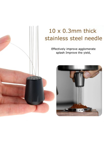 Siyah Espresso Kahve Karıştırıcı Standı Alüminyum Alaşımlı Kahve Dağıtıcı Aracı Paslanmaz Çelik Iğneler Kahve Karıştırma Sabotaj Temizleme (Yurt Dışından)