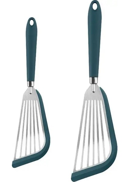 Yeşil Yüksek Kaliteli Paslanmaz Çelik Spatula Asılı Delik Tasarım Spatula Kaymaz Silikon Balık Spatula Rahat Için Temizlemesi Kolay (Yurt Dışından)