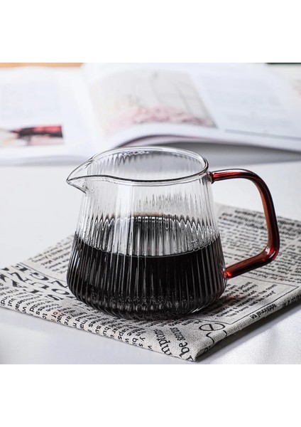 350 ml V-Şekilli Emzik Kahve Demlik Dikey Çizgili Cezve Pratik Cam Kahve Su Isıtıcısı Coffeeware Yeniden Kullanılabilir Yaklaşık 350 ML/500 ml (Yurt Dışından)