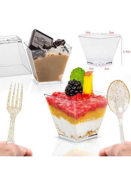 20 Adet Kaşıkla A1 Bardak Tatlı Bardak Parti Plastik Tatlı Krem Mini Puding Bardak Buz Tatlı Meyve Küçük Bardak Tek Kullanımlık Tatlı Shooter (Yurt Dışından)