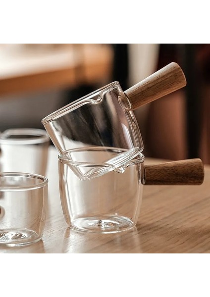 75 ml B Şeffaf Espresso Ölçüm Kupa Ahşap Saplı Cam Bardak Çift/tek Ağızlı Süt Sürahisi Kahve Aksesuarları Drinkware Mutfak Ölçü Kupa (Yurt Dışından) indirimleri