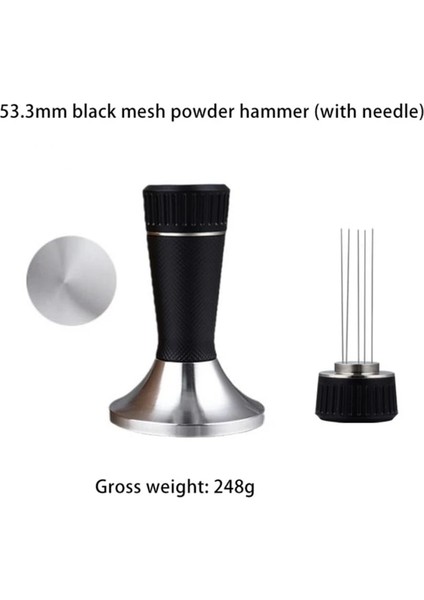 Siyah 53.3mm 2-In-1 Paslanmaz Çelik Kahve Tozu Pres Çekiç Kumaş Toz Iğne Karıştırıcı Retiküle 58.3mm-Siyah (Yurt Dışından)