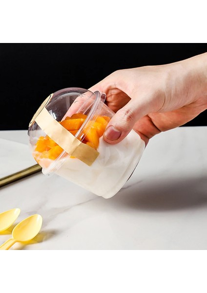 Şeffaf 100 Adet 100 Adet 250 ml Tek Kullanımlık Plastik Kapaklı Bardak Jöle Yoğurt Mus Sos Çeşni Şeffaf Tart Konteyner Gıda Depolama Parti (Yurt Dışından)