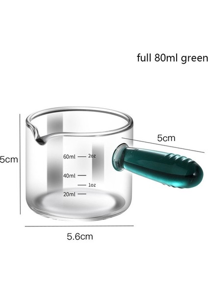 80ML Yeşil 80/150ML Espresso Cam Saplı Ölçüm Kabı Vshape Ağız Şekeri Süt Sürahisi Kahve Malzemeleri Ölçü Kupa Mutfak Baharat Fincan (Yurt Dışından)