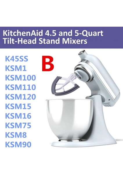 Kitchenaid Için Esnek Kenarlı Çırpıcı 4,5-/5-Quart Eğilebilir Kafalı Stand Mikser Kanat Şekli Düz Çırpıcı Kase Kazıyıcılı Mikser Bıçağı (Yurt Dışından) fırsatları