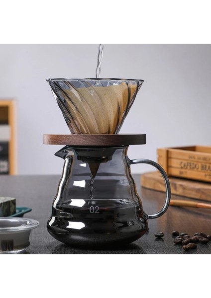 V02 Pot (500ML) Kahve Seti Cezve Cam Damlatıcı Filtre Kiti ile 500ML Haşlanma Önleyici Ahşap Saplı Cezve Coffeeware Özel Barista Aracı (Yurt Dışından) fiyatları