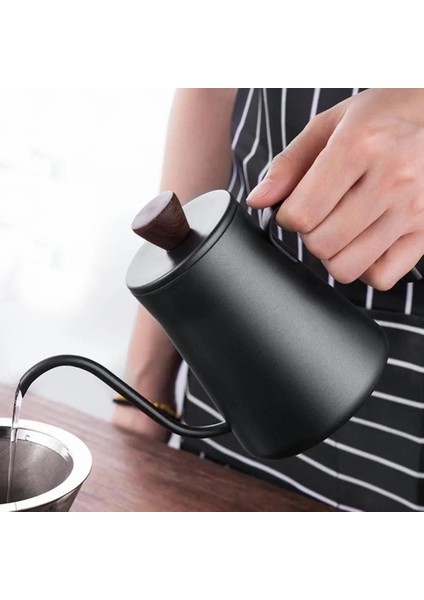100ML Süt Sürahisi 400ML Damlama Su Isıtıcısı Kahve Çaydanlık Yapışmaz Kaplama Gıda Sınıfı Paslanmaz Çelik Deve Boynu Ince Ağız Kahve Damla Su Isıtıcısı (Yurt Dışından)