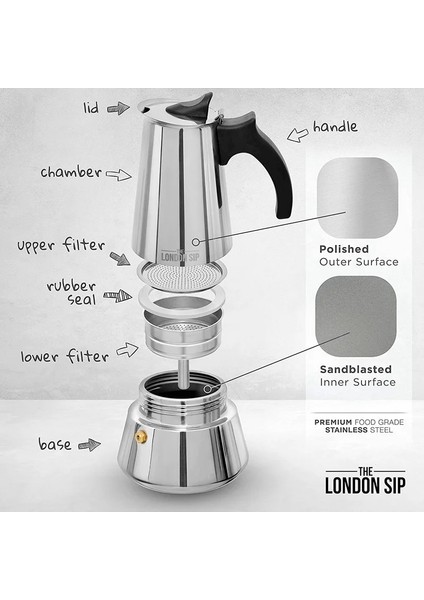350 ml Çift Cam Paslanmaz Çelik 200/300/450 ml Mocha Cezve Espresso Latte Percolator Soba Kahve Makinesi Içecek Aracı Cafetiere Latte Soba (Yurt Dışından)
