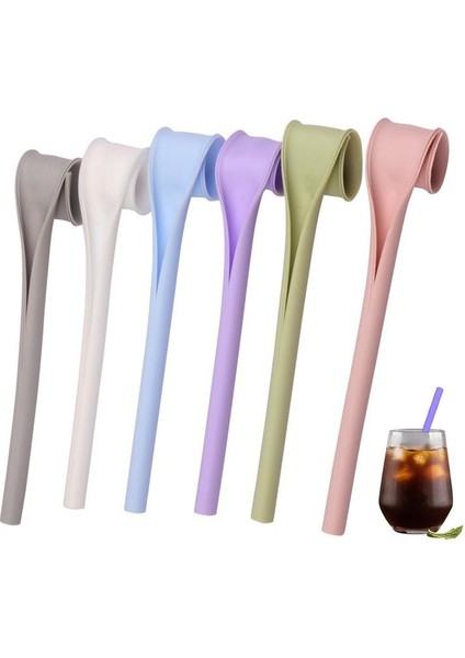 6 Adet 6 Adet/takım Yeniden Kullanılabilir Tek Tıklamayla Açık Silikon Payet Esnek Payet Çıkarılabilir Yıkanabilir Saman Silikon Içecek Payet Smoothies Için (Yurt Dışından)
