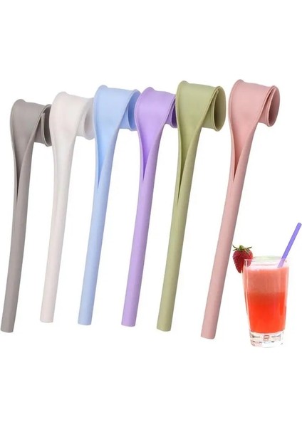 6 Adet Yeniden Kullanılabilir Silikon Pipet Açılabilir ve Yıkanabilir Boba Pipetler 6 Adet/takım Gıda Sınıfı Uzun Yapış Pipetler Herhangi Bir Şişe (Yurt Dışından)