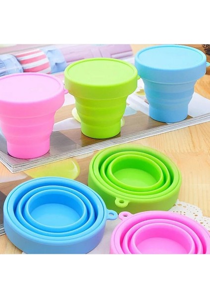 Pembe 170ML 1 Adet Taşınabilir Silikon Geri Çekilebilir Katlanır Kapaklı Bardak Teleskopik Katlanabilir Açık Seyahat Içme Bardağı Kahve Çay Bardağı (Yurt Dışından)