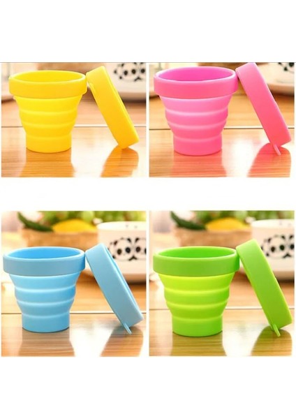 Pembe 170ML 1 Adet Taşınabilir Silikon Geri Çekilebilir Katlanır Kapaklı Bardak Teleskopik Katlanabilir Açık Seyahat Içme Bardağı Kahve Çay Bardağı (Yurt Dışından)