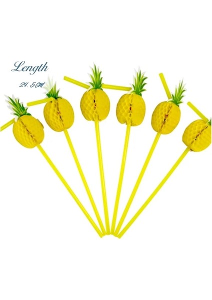 Ananas Samanı 25 Adet Renkli Yaratıcı Tek Kullanımlık Kağıt Saman Şemsiye Flamingo Ananas Meyve Kokteyli Saman Hawaiian Pholiday Eğlenceli Içecek Saman (Yurt Dışından)