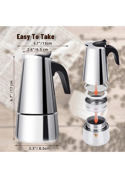 100 ml Kahve Makineleri Moka Pot Kahve Espresso Şofben Paslanmaz Çelik Kahve Makineleri Soba Kahve Aletleri Filtreler Mocha Percolator (Yurt Dışından) indirimleri