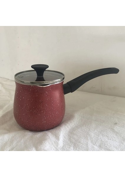 680ML Kırmızı Kapaklı 680ML/800ML Türk Cezvesi Gaz Sobası Isıtma Süt Tenceresi Tıbbi Taş Kaplama Gıda Takviyesi Pot Küçük Cezve (Yurt Dışından)