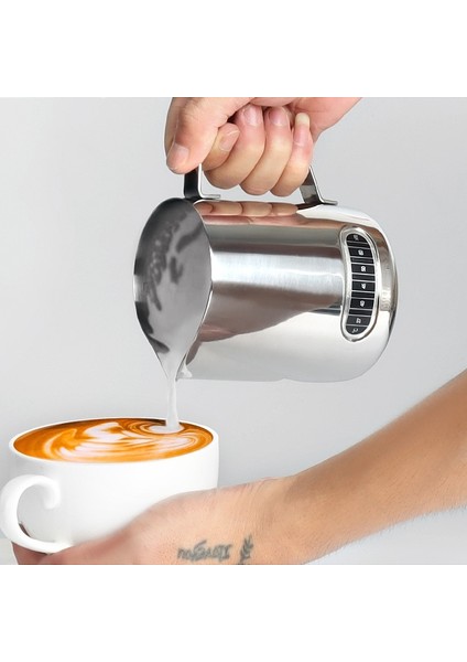 600ML 350/600ML/900ML Paslanmaz Çelik Sıcaklık Etiketi ile Çekme Çiçek Fincan Espresso Süt Köpürtücü Pot Çekme Saksı Kahve Makinesi (Yurt Dışından)