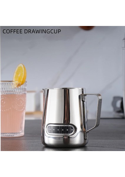 600ML 350/600ML/900ML Paslanmaz Çelik Sıcaklık Etiketi ile Çekme Çiçek Fincan Espresso Süt Köpürtücü Pot Çekme Saksı Kahve Makinesi (Yurt Dışından)