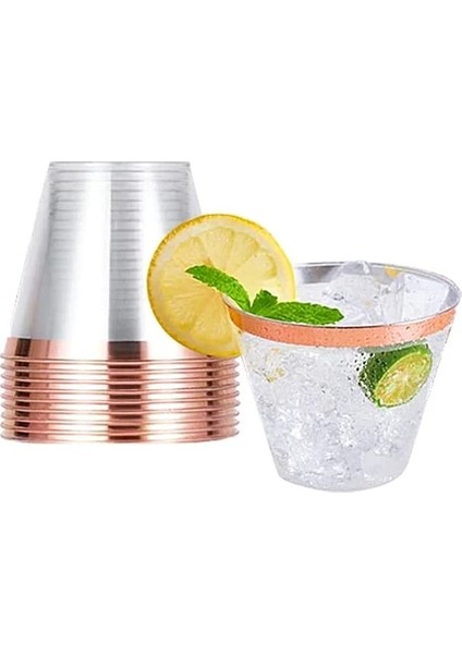 Gül Altın 50 Adet 10/50/100 Adet 9 Oz Plastik Bardaklar Gül Altın Tek Kullanımlık Parti Içecek Bardakları Düğün Parti Festivali Ev Temizle Kokteyl Bardakları (Yurt Dışından)