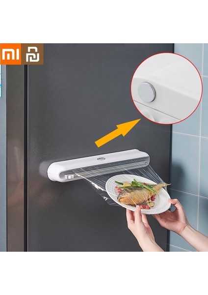 Hiçbir Sarılmak Film Xiaomi Youpin Sarılmak Film Kesme Kutusu Duvara Monte Vantuz Ayarlanabilir Plastik Sarma Kesici Ev Mutfak Gıda Depolama (Yurt Dışından) fiyatları