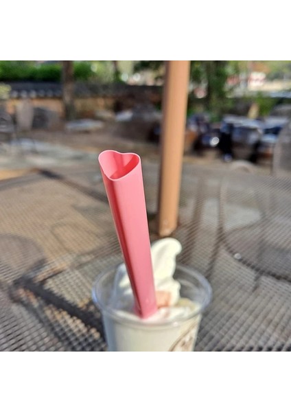 Rd 25 Adet Kalp Şeklinde Pembe Plastik Pipet (Yurt Dışından)