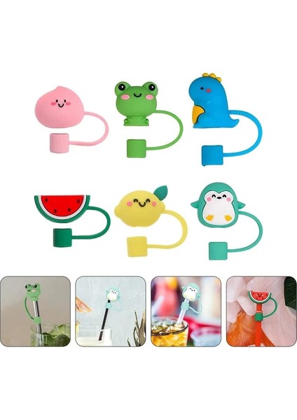 Çeşitli Renk 6 Adet Limon Pipet Topper Kapakları Pipet Ucu Içme Kapakları Kap Toz Toppers Silika Jel Kapak (Yurt Dışından)