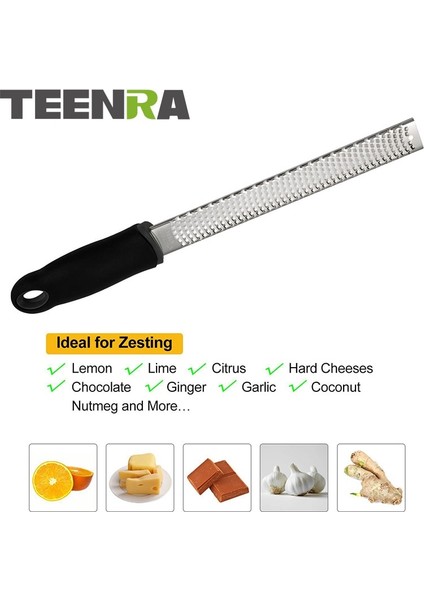 Siyah Teenra 1 Adet Paslanmaz Çelik Limon Zester Peynir Jartiyer Sarımsak Zencefil Küçük Hindistan Cevizi Jartiyer Zester Sebze Meyve Araçları (Yurt Dışından)