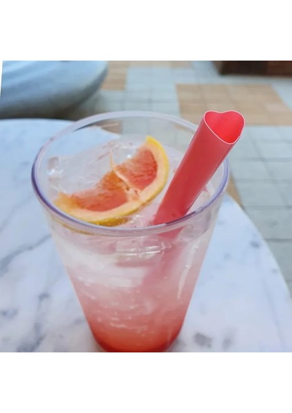 Rd 25 Adet Kalp Şeklinde Pembe Plastik Pipet (Yurt Dışından)