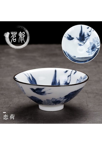 015 Retro Mavi ve Beyaz Porselen Çay Bardağı Çin Tarzı Teaware Seramik Kungfu Çay Bardağı Tek Bardak Ana Çay Bardağı (Yurt Dışından)