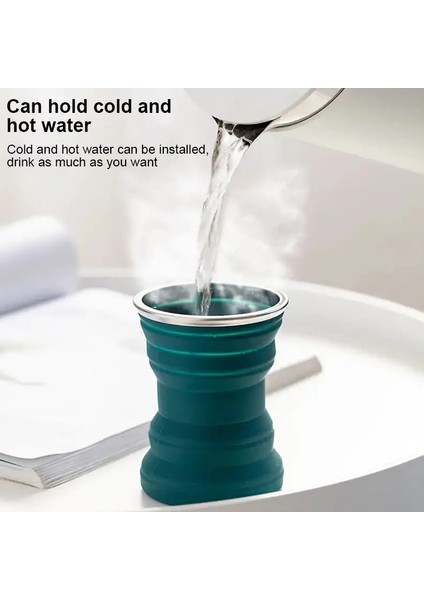 Beyaz 320 ml Katlanır Su Bardağı Taşınabilir Silikon Açık Isıya Dayanıklı Kolay Depolama Kapaklı Kupa Katlanabilir Çay Bardağı Seyahat Su Bardağı Kamp (Yurt Dışından)