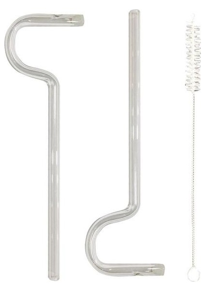 01 Flüt Stili Saman Yeniden Kullanılabilir Içecek Bardağı Pipetleri Flüt Stili ile 2 Adet Cam Pipet Saman Fırçası ile Dudak Çizgilerini Ortadan Kaldırın (Yurt Dışından)