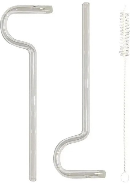 01 Flüt Stili Saman Yeniden Kullanılabilir Içecek Bardağı Pipetleri Flüt Stili ile 2 Adet Cam Pipet Saman Fırçası ile Dudak Çizgilerini Ortadan Kaldırın (Yurt Dışından)