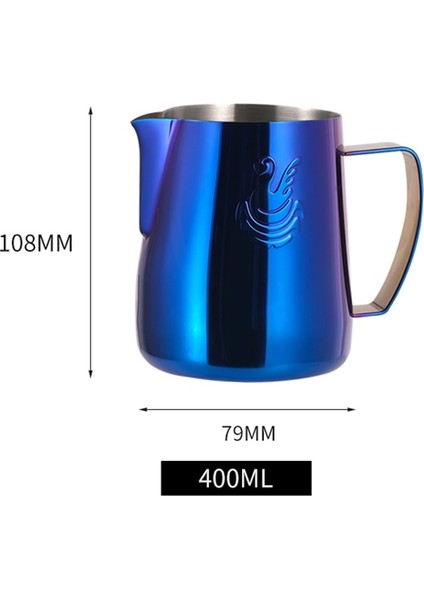 Mavi Teflon 400 ml Jıbbı Süt Cappuccino Buharda Pişirme Köpürtme Sürahisi Paslanmaz Çelik Yapışmaz Süt Köpürtücü Sürahi Çekme Çiçek Fincan Kahve Için Mükemmel (Yurt Dışından)